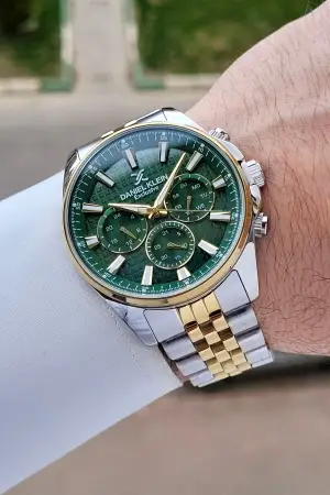 Kadranı Yeşil Kordonu Gold Gümüş Renk 43 mm Erkek Kol Saati