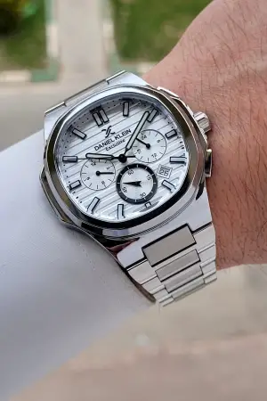 Gümüş Renk İç Göstergeleri Aktif Erkek Kol Saati