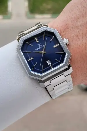 Kadranı Lacivert Kordonu Gümüş Renk Erkek Kol Saati