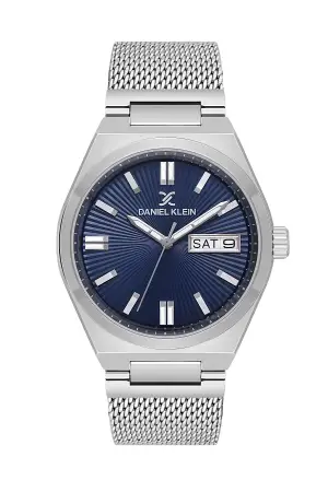 Kadranı Lacivert Gümüş Renk Takvimli Erkek Kol Saati