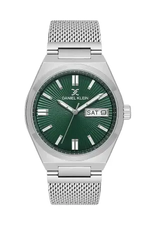 Gümüş Yeşil Renk Takvimli Erkek Kol Saati