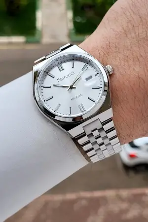 Gümüş Renk 40 Mm Erkek Kol Saati