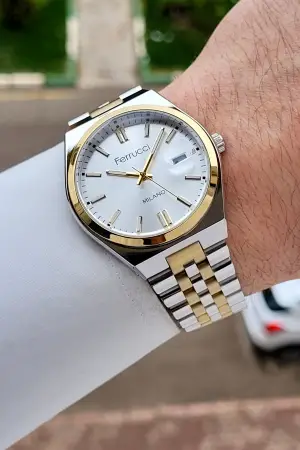 Gold Gümüş Renk 40 Mm Erkek Kol Saati