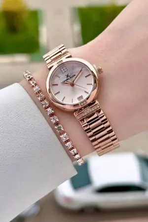 Rose Renk 26 Mm Kadın Kol Saati ve Bileklik