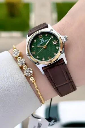 Kahverengi Renk Kadın Kol Saati Ve Bileklik