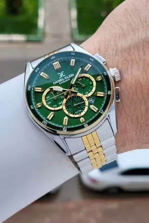 Kadranı Yeşil Kordonu Gold Renk Göstergeleri Aktif Erkek Kol Saati