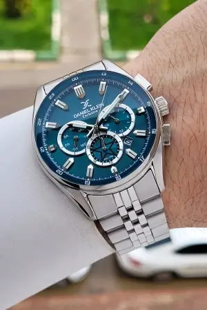 Kadranı Mavi Kordonu Gümüş Renk 44,5 Mm Erkek Kol Saati