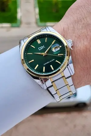 Kadranı Yeşil Kordonu Gold Gümüş Renk 42 Mm Erkek Kol Saati