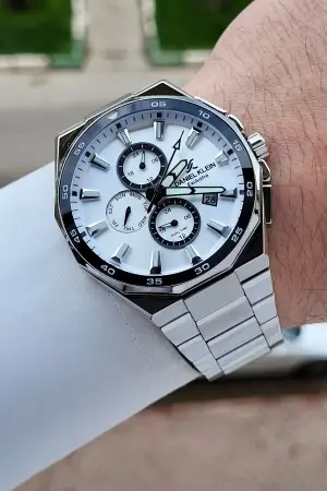 Gümüş Renk 43,5 Mm Erkek Kol Saati