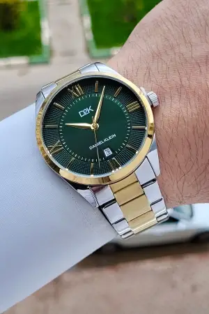 Kadranı Yeşil Kordonu Gold Gümüş Renk 42 Mm Erkek Kol Saati
