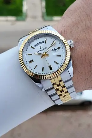 Gold Gümüş Renk 42 Mm Erkek Kol Saati