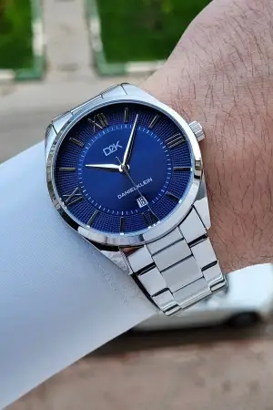 Kadranı Lacivert Kordonu Gümüş Renk 42 Mm Erkek Kol Saati