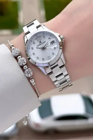 Gümüş Renk 28 mm Kadın Kol Saati ve Bileklik