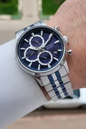 Lacivert Gümüş Renk İç Göstergeleri Aktif 41 Mm Erkek Kol Saati