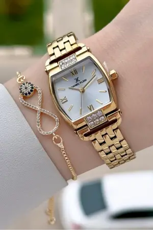 Gold Renk 24 mm Hediye Paketli Kadın Kol Saati