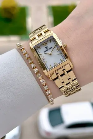 Kadranı Sedefli Kordonu Gold Renk 22 mm Kadın Kol Saati