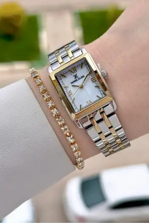 Gold Gümüş Renk 22 mm Kadın Kol Saati