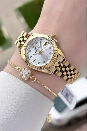 Daniel Klein Gold Renk 28 mm Kadın Kol Saati ve Bileklik