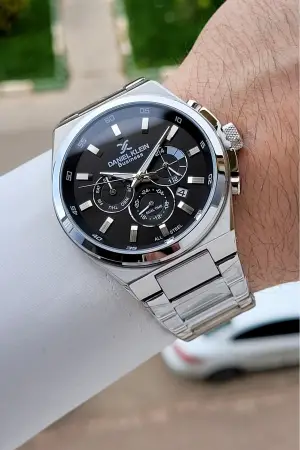 BUSINESS Kadranı Siyah Kordonu Gümüş Renk 45 Mm Full Çelik 5 ATM Erkek Kol Saati