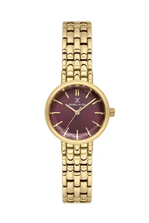 Kadranı Bordo Kordonu Gold Renk 25 Mm Hediye Paketli Kadın Kol Saati