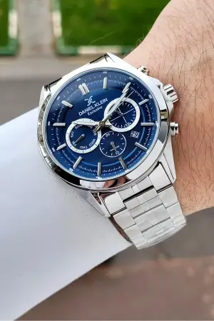 Kadranı Lacivert Kordonu Gümüş Renk 44 Mm Hediye Paketli İç Göstergeleri Aktif Erkek Kol Saati