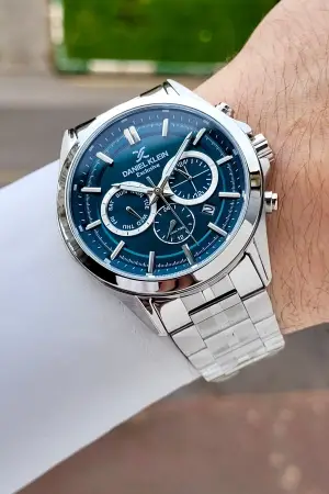 Kadranı Mavi Kordonu Gümüş Renk 44 Mm Hediye Paketli İç Göstergeleri Aktif Erkek Kol Saati