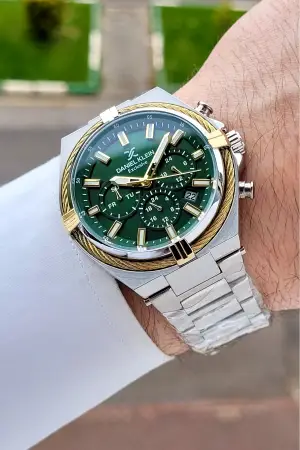 Kadranı Yeşil Kordonu Gümüş Renk 44 Mm İç Göstergeleri Aktif Erkek Kol Saati