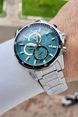 Kadranı Yeşil Kordonu Gümüş Renk 44 Mm İç Göstergeleri Aktif Erkek Kol Saati