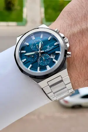 Kadranı Yeşil Kordonu Gümüş Renk 44 Mm İç Göstergeleri Aktif Erkek Kol Saati