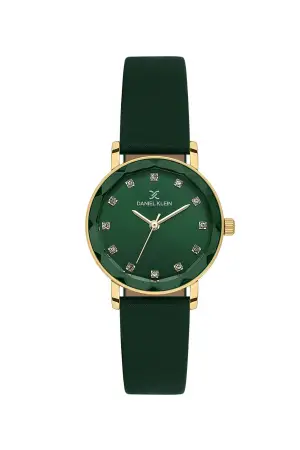 Kasası Gold Kordonu Yeşil Renk 28 Mm Hediye Paketli Kadın Kol Saati