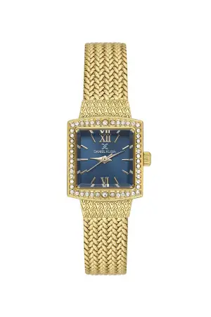 Kadranı Mavi Kordonu Gold Renk Hediye Paketli 20,5 Mm Kadın Kol Saati