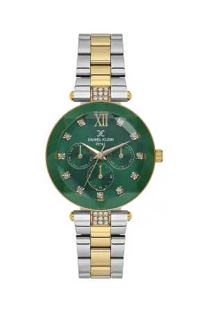 Kadranı Yeşil Kordonu Gold Gümüş Renk Hediye Paketli 32 Mm Kadın Kol Saati
