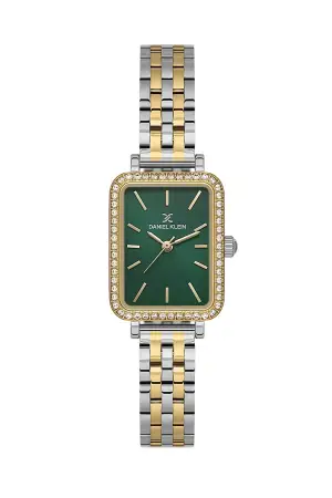 Kadranı Yeşil Kordonu Gold Gümüş Renk Hediye Paketli 21 Mm Kadın Kol Saati