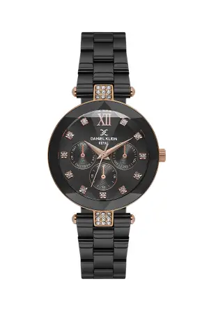 Kasası Rose Kordonu Siyah Renk Hediye Paketli 32 Mm Kadın kol Saati
