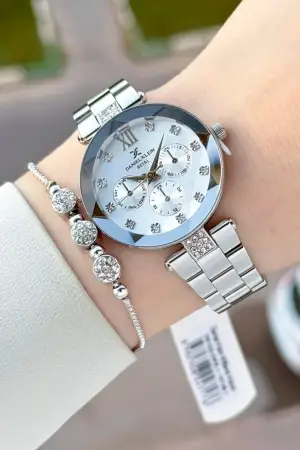 Gümüş Renk Hediye Paketli 32 Mm Kadın Kol Saati