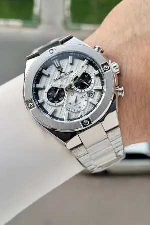 Gümüş Renk 46,5 Mm Hediye Paketli Erkek Kol Saati
