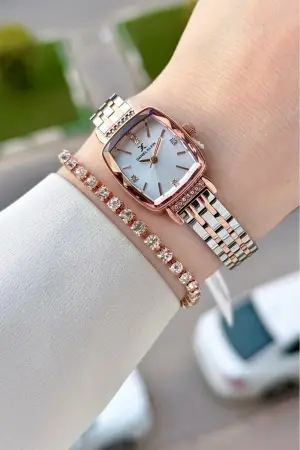 Rose Gümüş Renk Hediye Paketli 22 Mm Kadın Kol Saati