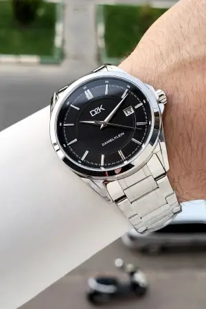 Kadranı Siyah Kordonu Gümüş Renk 42,5 Mm Hediye Paketli Erkek Kol Saati