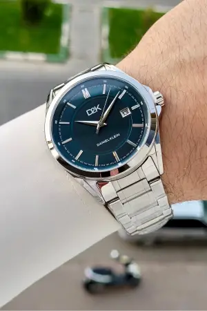 Kadranı Mavi Kordonu Gümüş Renk 42,5 Mm Hediye Paketli Erkek Kol Saati