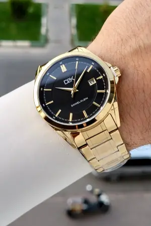 Kadranı Siyah Kordonu Gold Renk 42,5 Mm Hediye Paketli Erkek Kol Saati