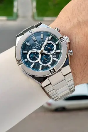 Kadranı Mavi Kordonu Gümüş Renk 46,5 Mm Hediye Paketli Erkek Kol Saati
