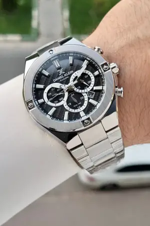 Kadranı Siyah Kordonu Gümüş Renk 46,5 Mm Hediye Paketli Erkek Kol Saati
