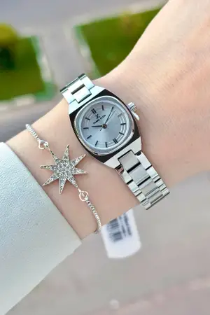 Gümüş Renk Hediye Paketli 22,5 Mm Kadın Kol Saati