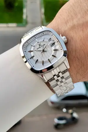 Gümüş Renk 39 Mm Hediye Paketli Erkek Kol Saati