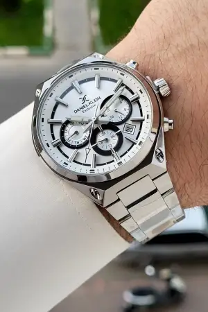 Gümüş Renk 43 Mm Hediye Paketli Erkek Kol Saati