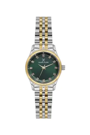 Kadranı Yeşil Kordonu Gold Gümüş Renk Hediye Paketli 28 Mm Kadın Kol Saati
