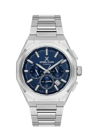 Kadranı Lacivert Kordonu Gümüş Renk Hediye Paketli 44 Mm Erkek Kol Saati