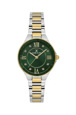 Kadranı Yeşil Kordonu Gold Gümüş Renk Hediye Paketli 30 Mm Kadın Kol Saati