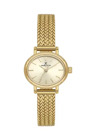 Kadranı Sarı Kordonu Gold Renk Hediye Paketli 24 Mm Kadın Kol Saati