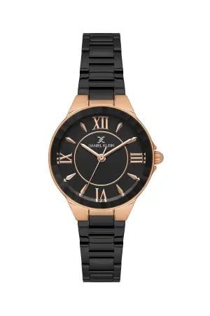 Kasası Rose Kordonu Siyah Renk Hediye Paketli 30 Mm Kadın Kol Saati